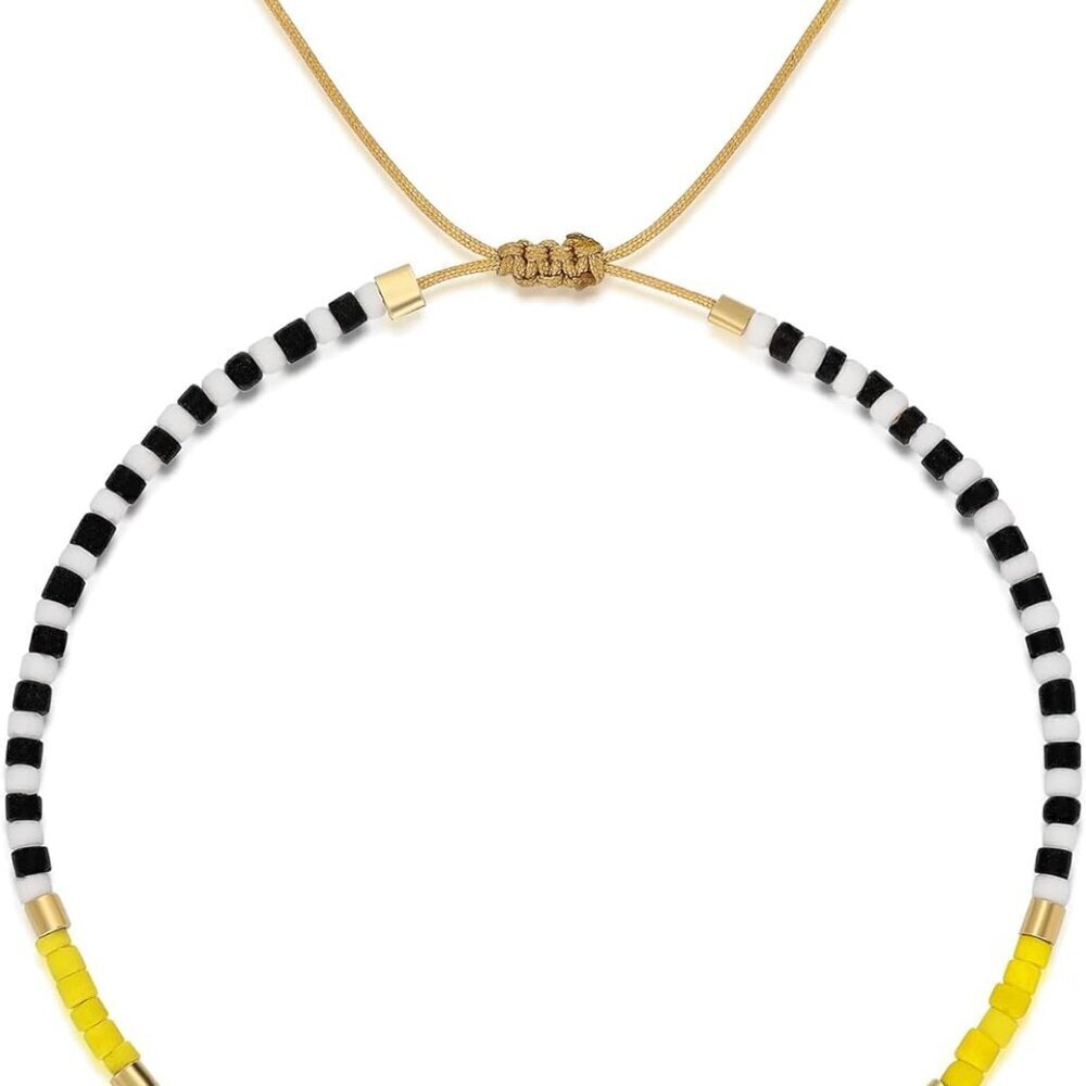 Dainty Seed Bead Bracelet Handmade Summer Boho Colorful Adjustable for Women